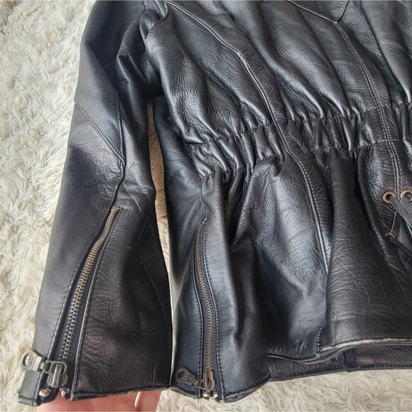 Wild Ride Women's Vintage Black Leather Fitted Motorcycle Jacket Lined 22 XL - Picture 11 of 13